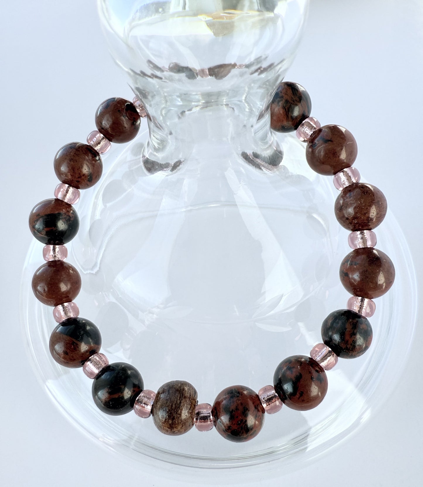 Mahogany Obsidian Gemstone Beaded Stretch Bracelet