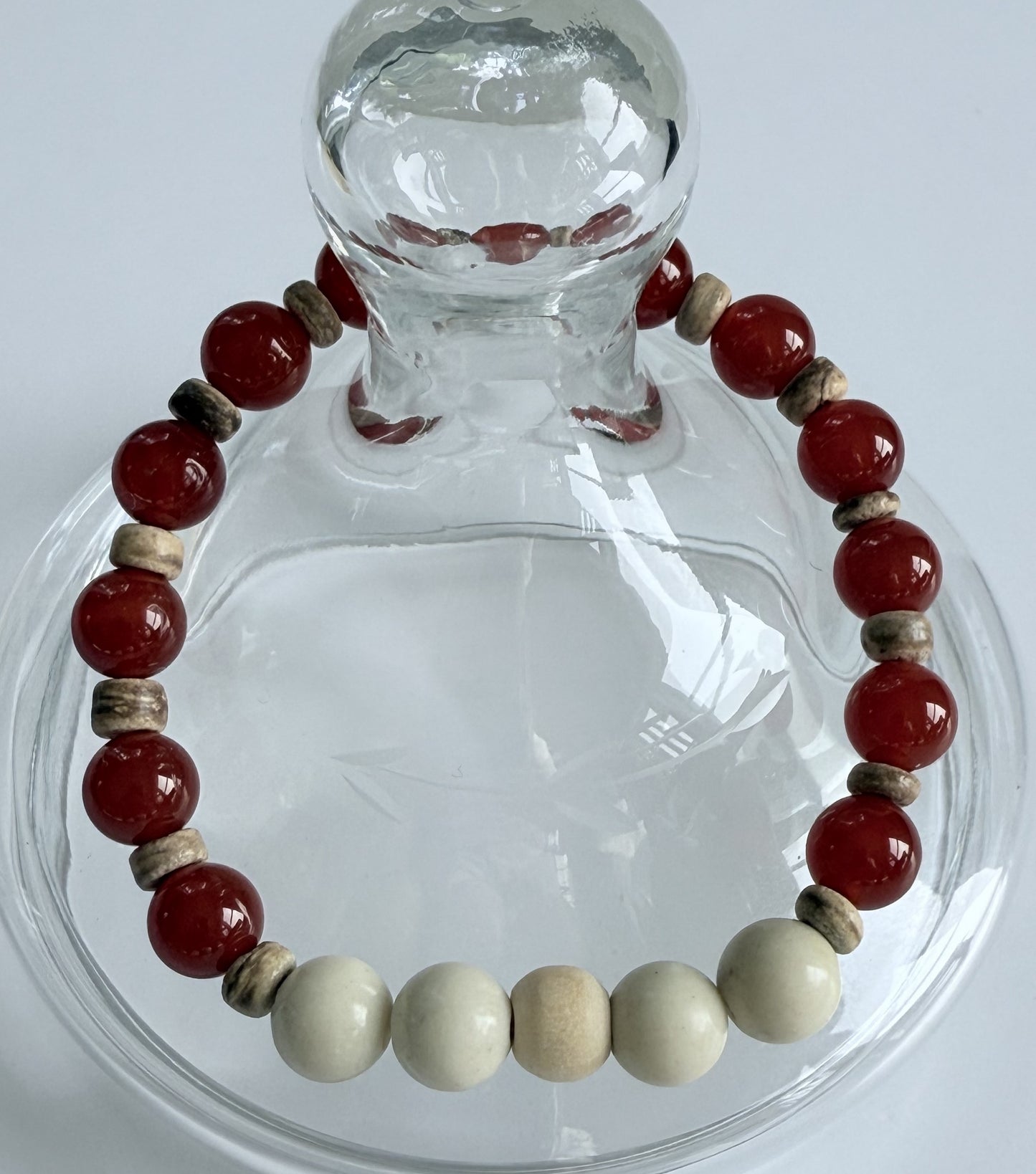 Red Carnelian Gemstone Beaded Stretch Bracelet