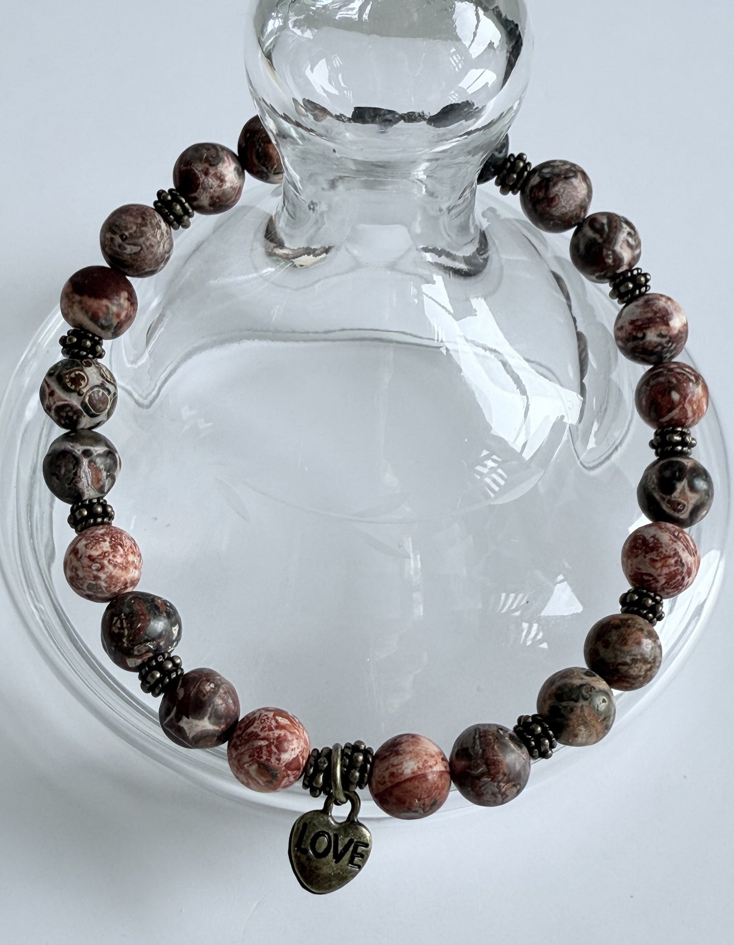 Leopard Jasper Gemstone Beaded Stretch Bracelet