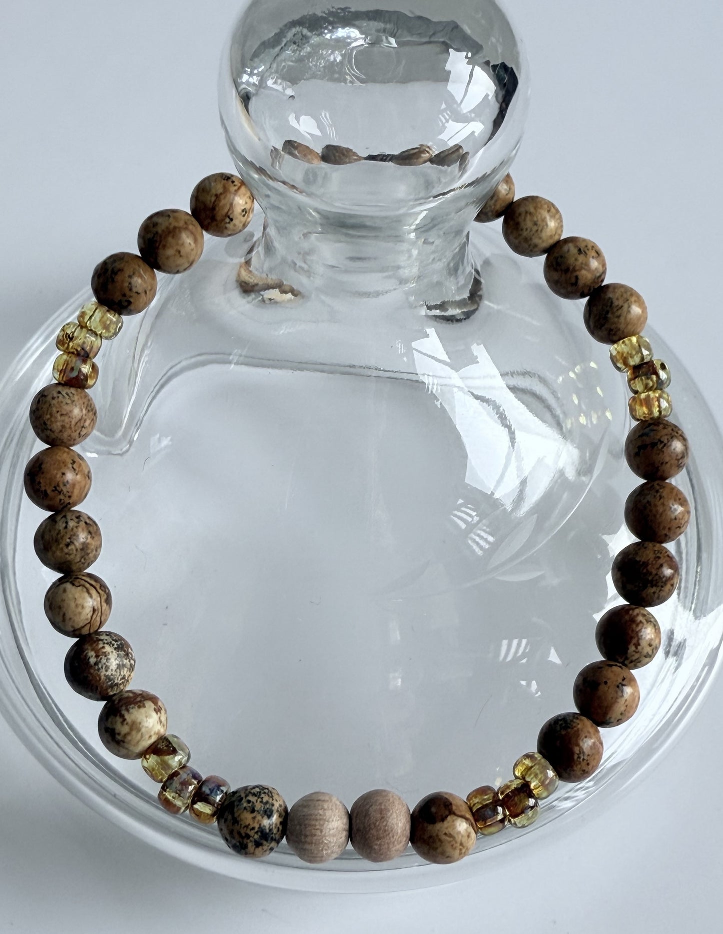 Picture Jasper Gemstone & Miyuki Seed Beads Stretch Bracelet