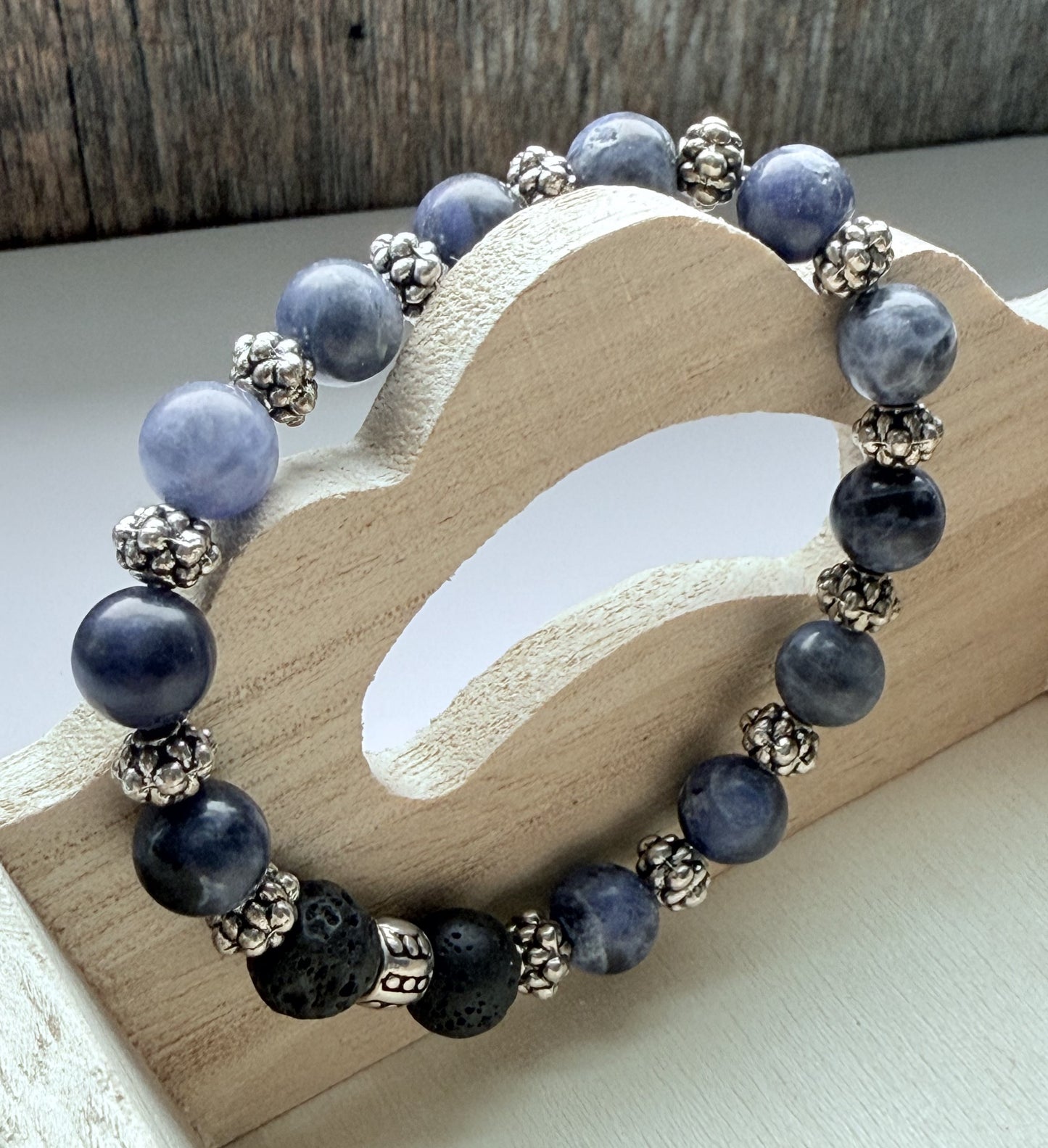 Blue Sodalite Gemstone Beaded Stretch Bracelet