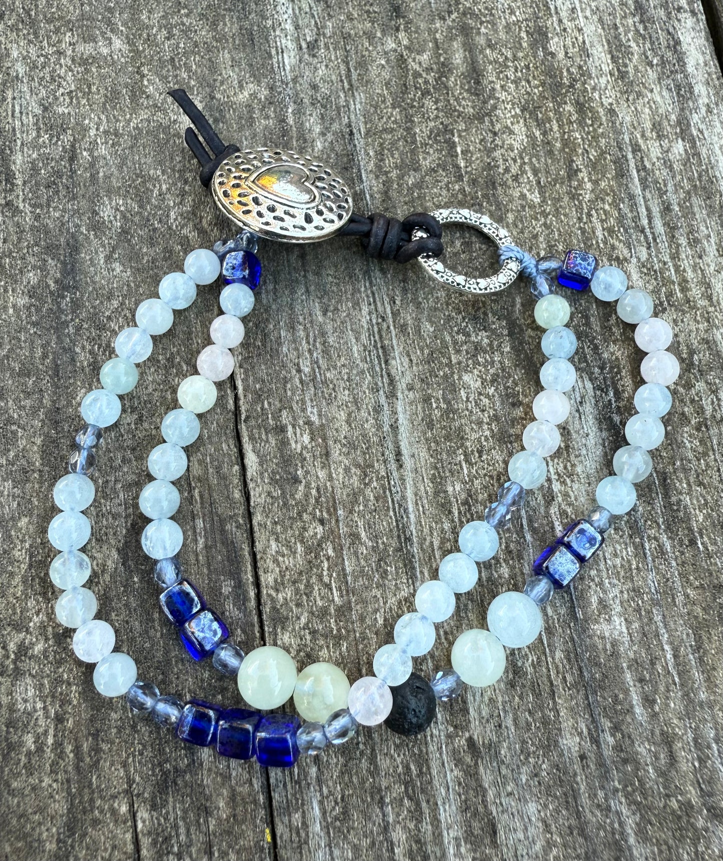 Double-Strand Bracelet with Mixed Amazonite & Czech Glass Beads