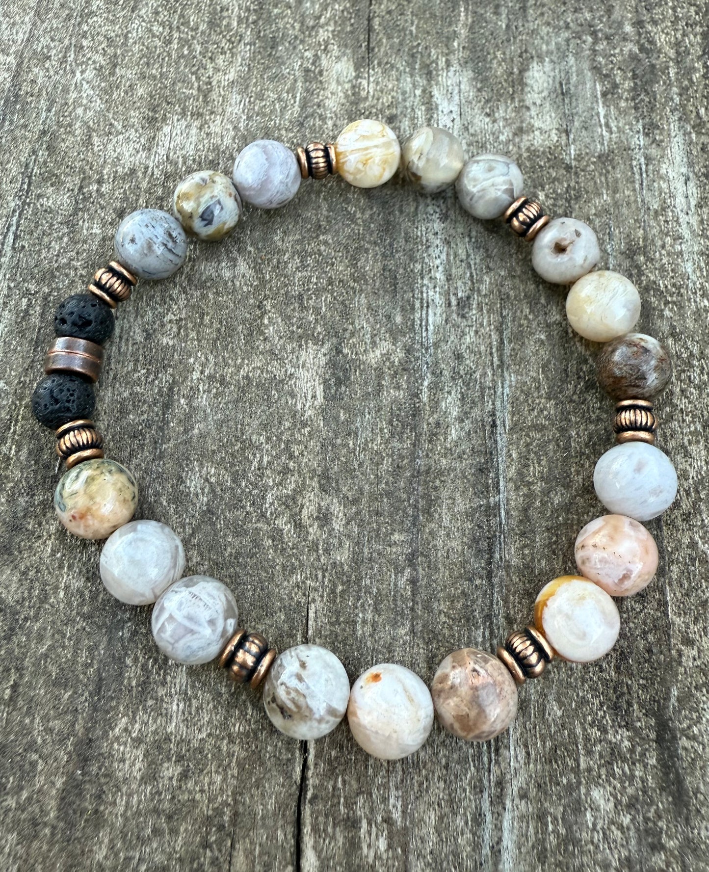 Bamboo Leaf Agate Stretch Bracelet