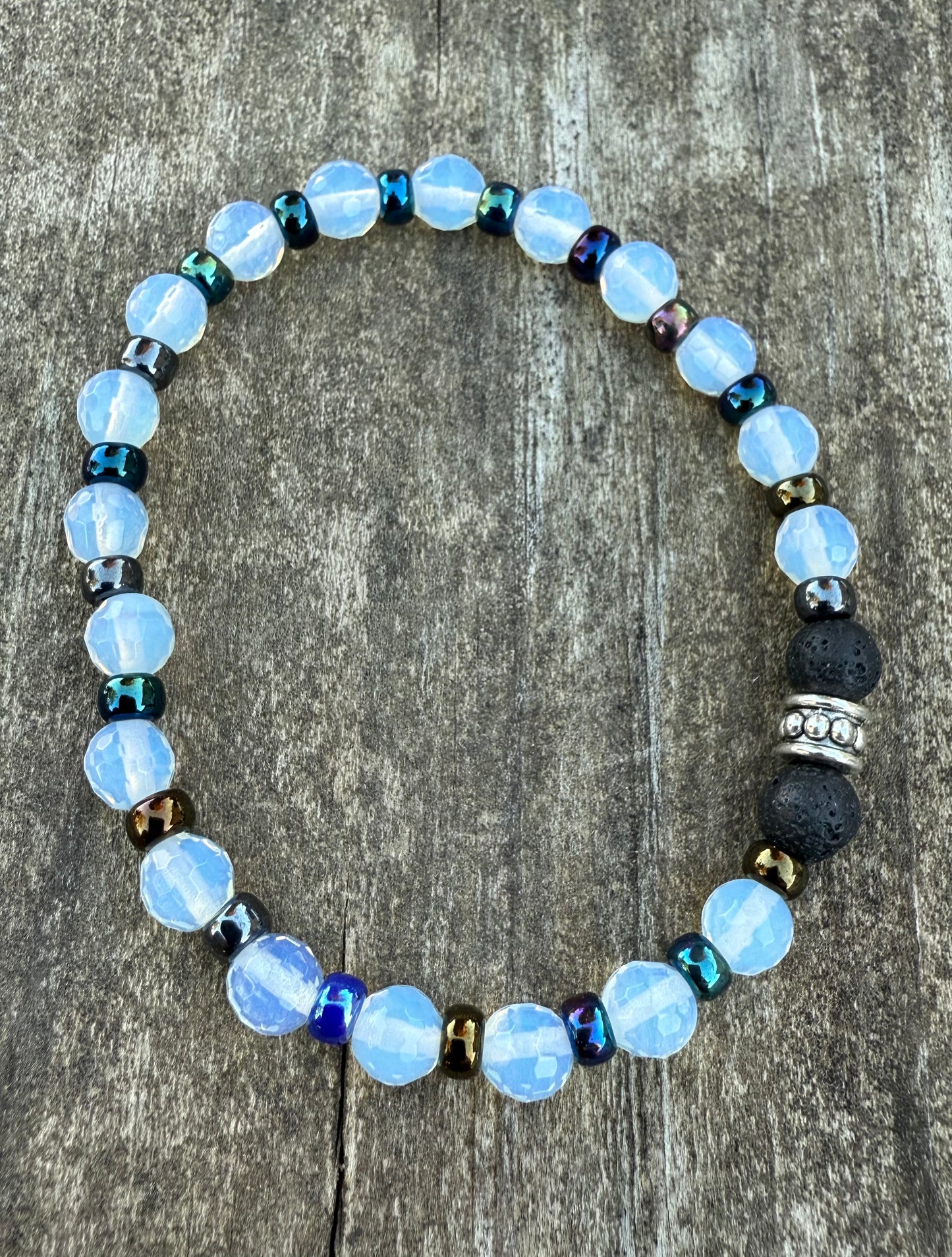 Opalite & Miyuki Seed Beads Stretch Bracelet