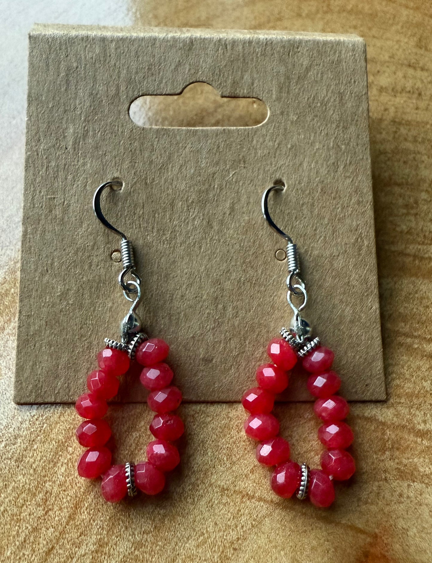 Red Czech Glass Loop Earrings
