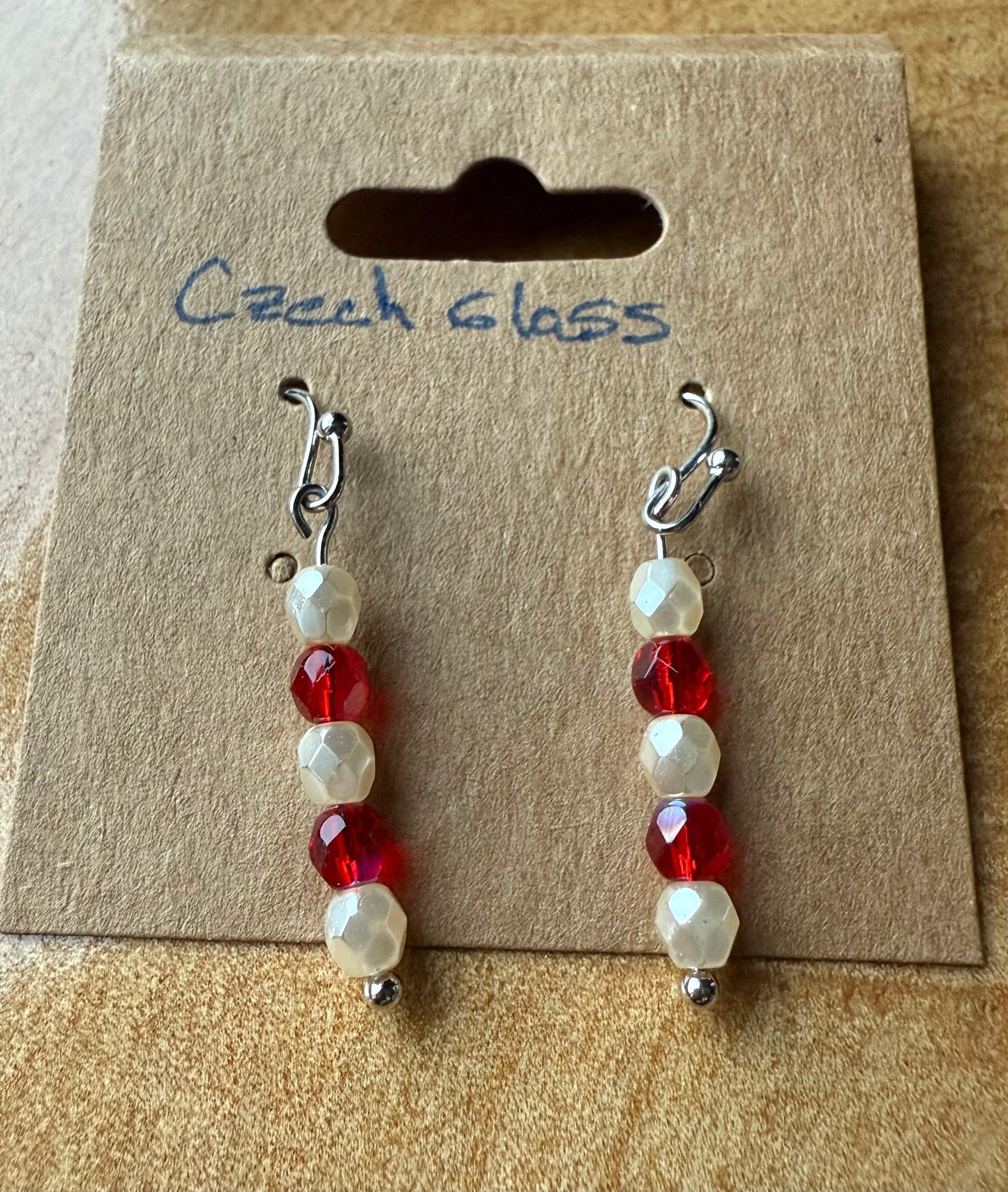 Red & White Miyuki Seed Bead Earrings