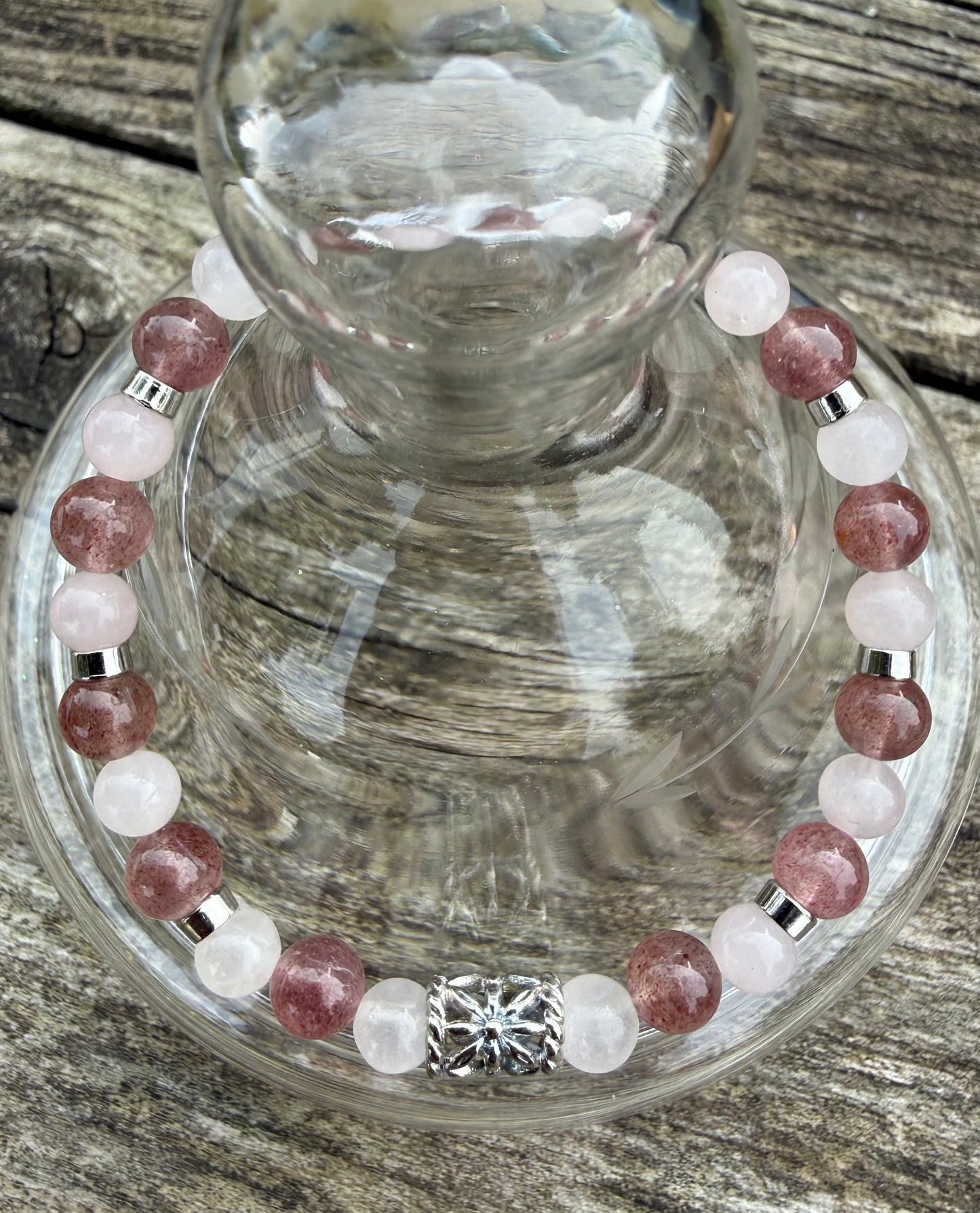 Rose Quartz & Strawberry Quartz Stretch Bracelet