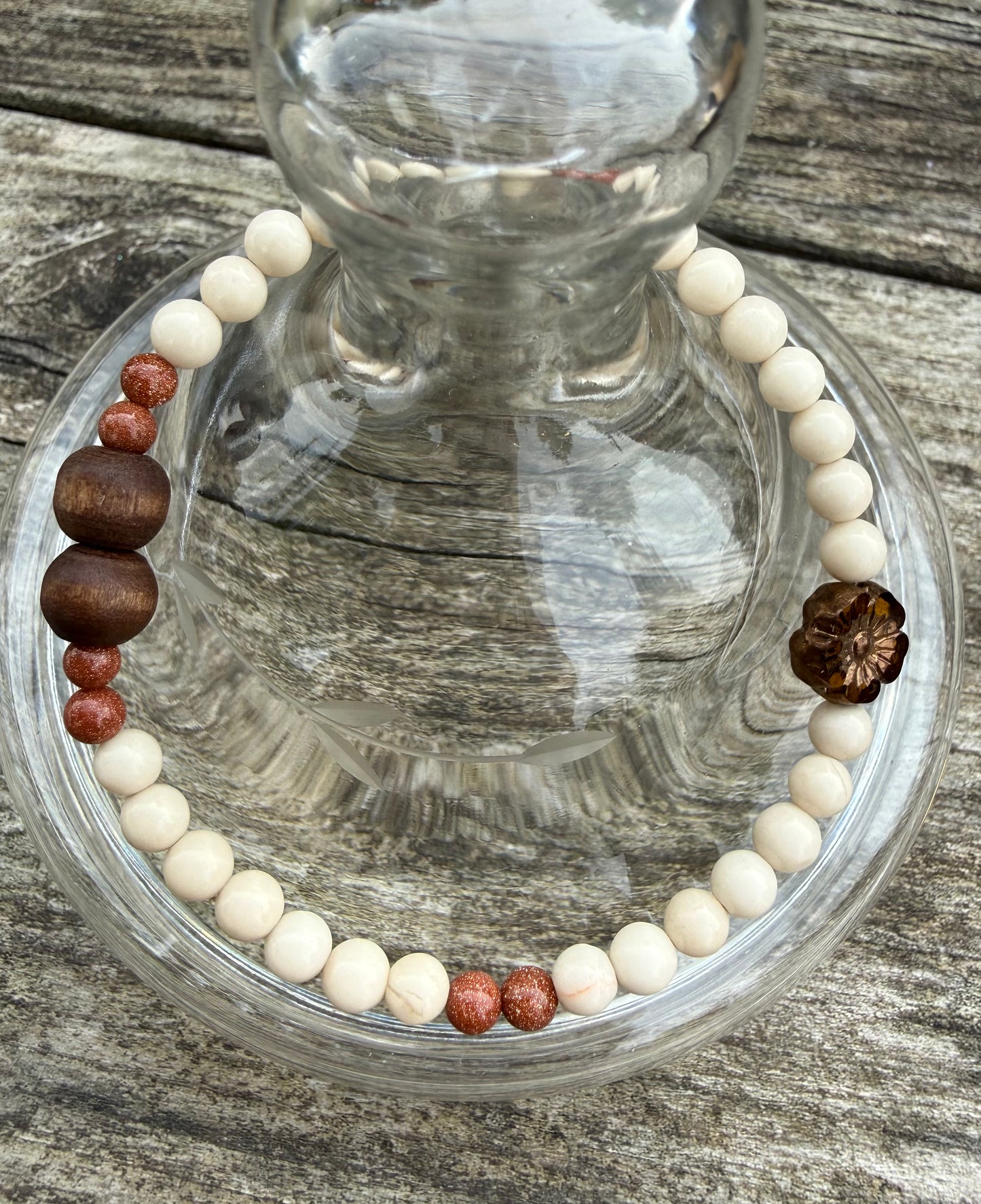 Fossil Jasper & Goldstone Stretch Bracelet