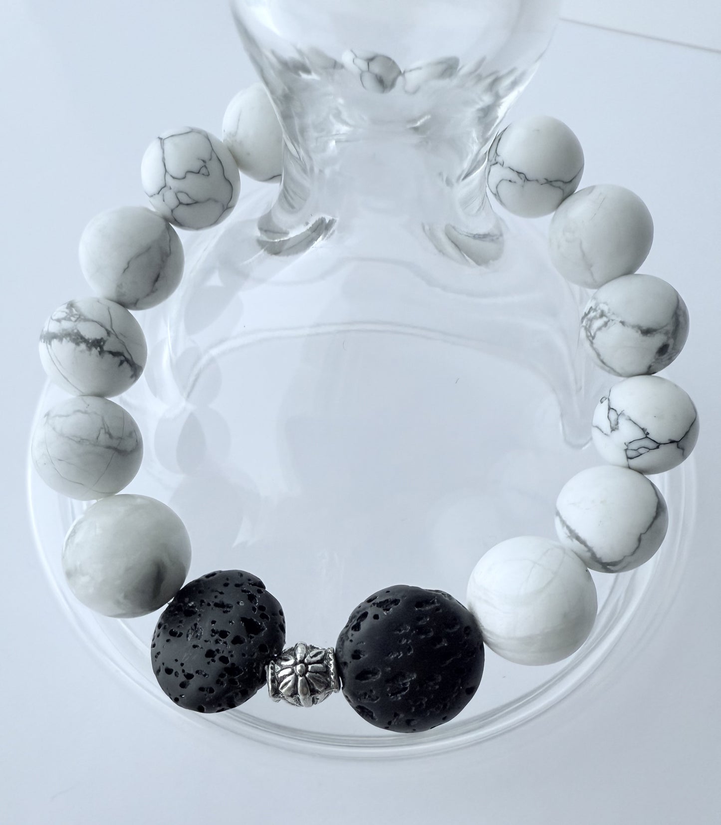 White Howlite Gemstone Beaded Stretch Bracelet