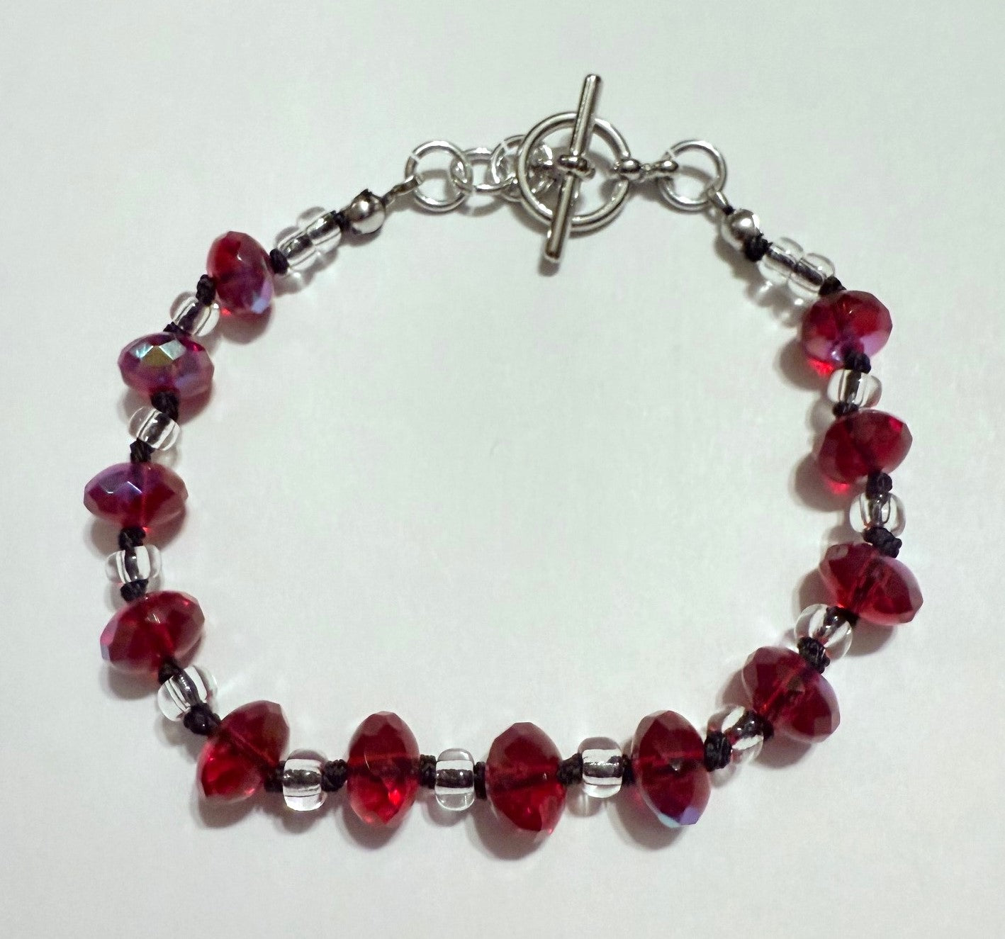 Red Czech Glass Knotted Bracelet