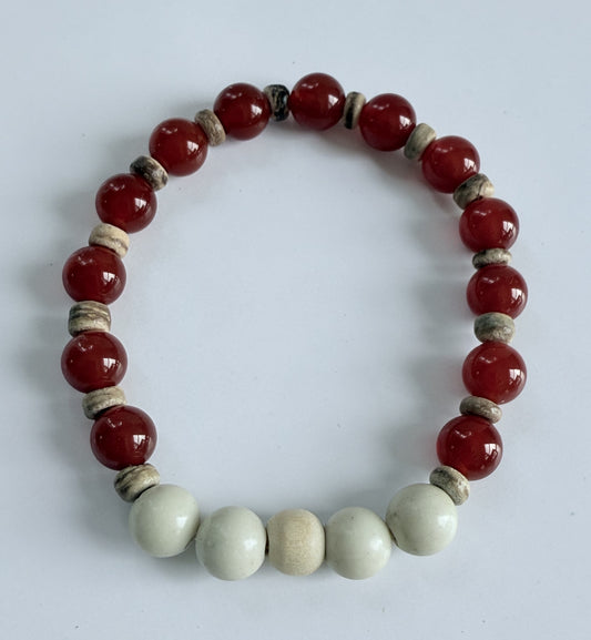 Red Carnelian Gemstone Beaded Stretch Bracelet