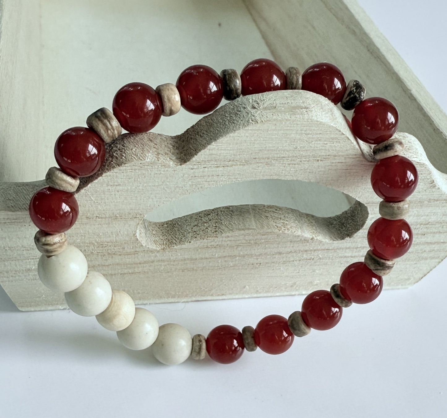Red Carnelian Gemstone Beaded Stretch Bracelet