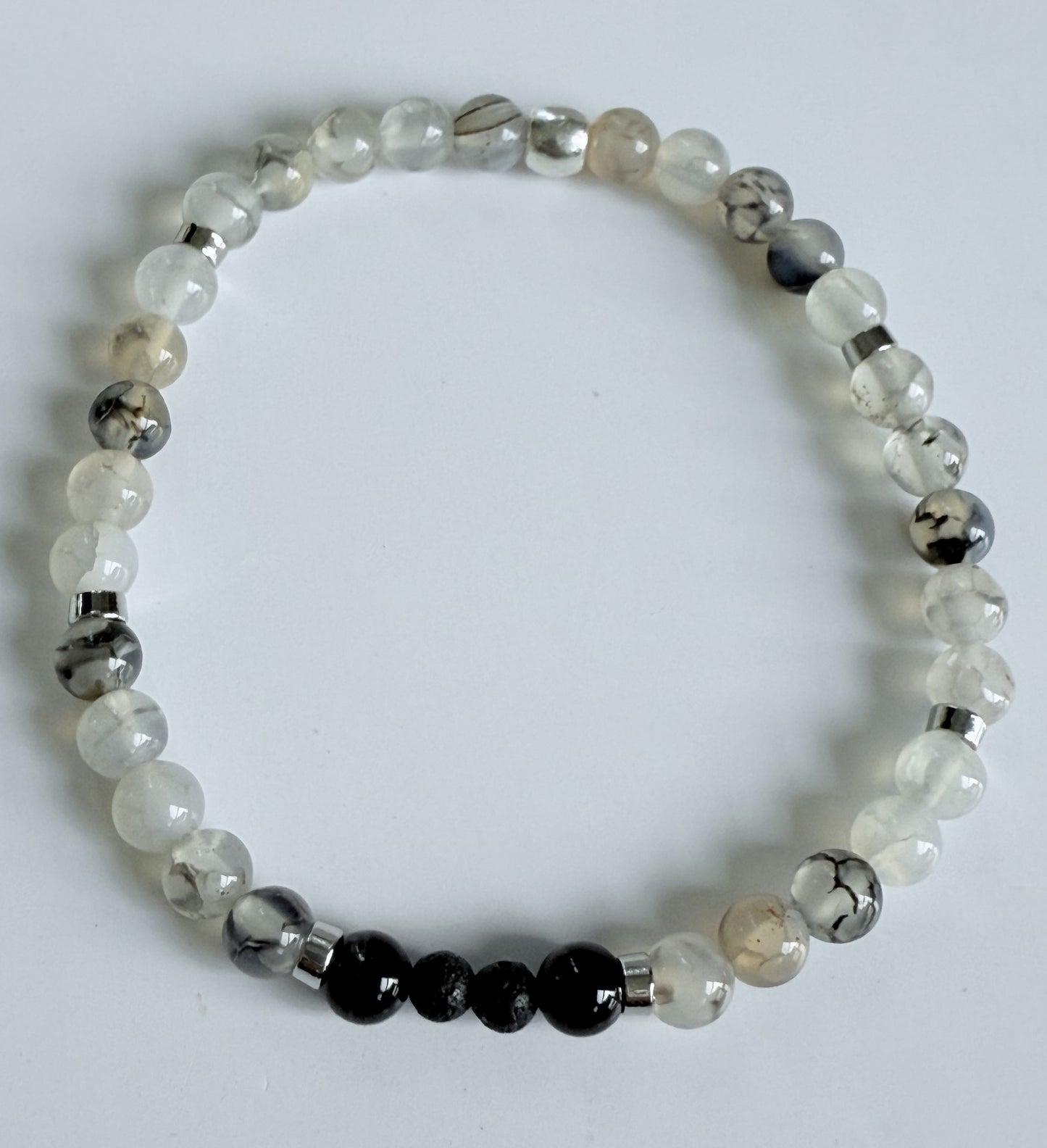 Translucent Aura Quartz Gemstone Beaded Stretch Bracelet