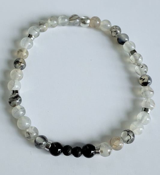 Translucent Aura Quartz Gemstone Beaded Stretch Bracelet