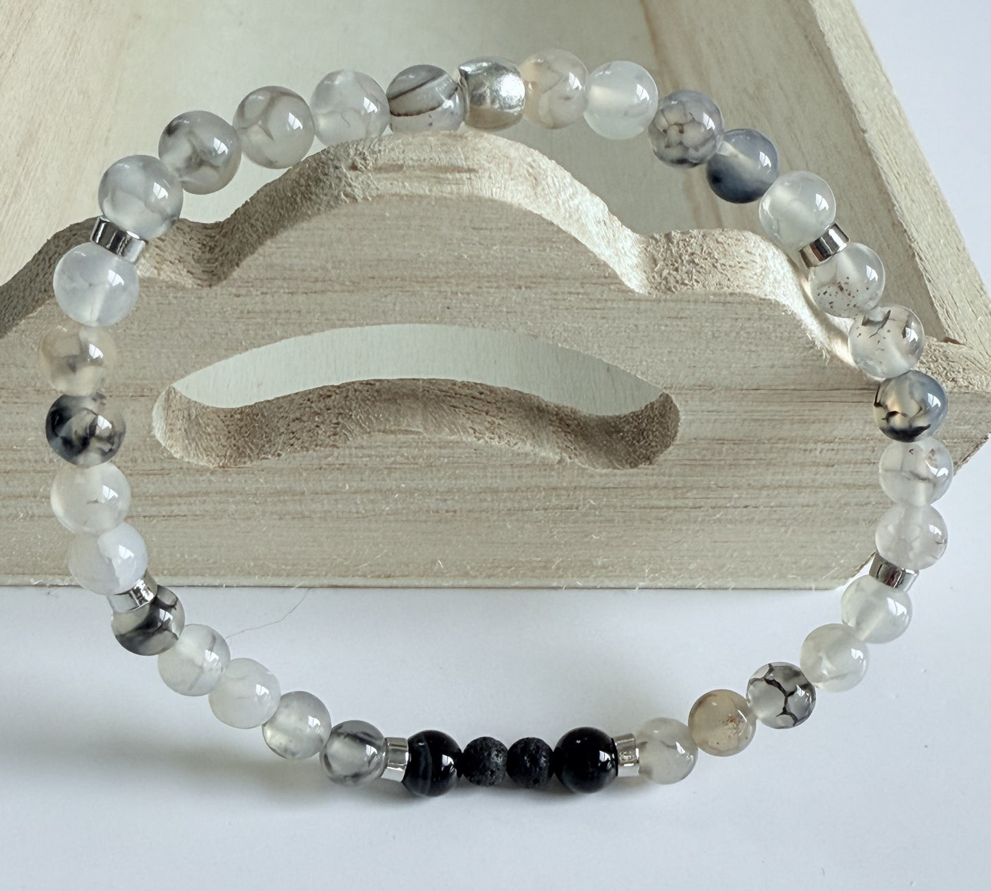 Translucent Aura Quartz Gemstone Beaded Stretch Bracelet