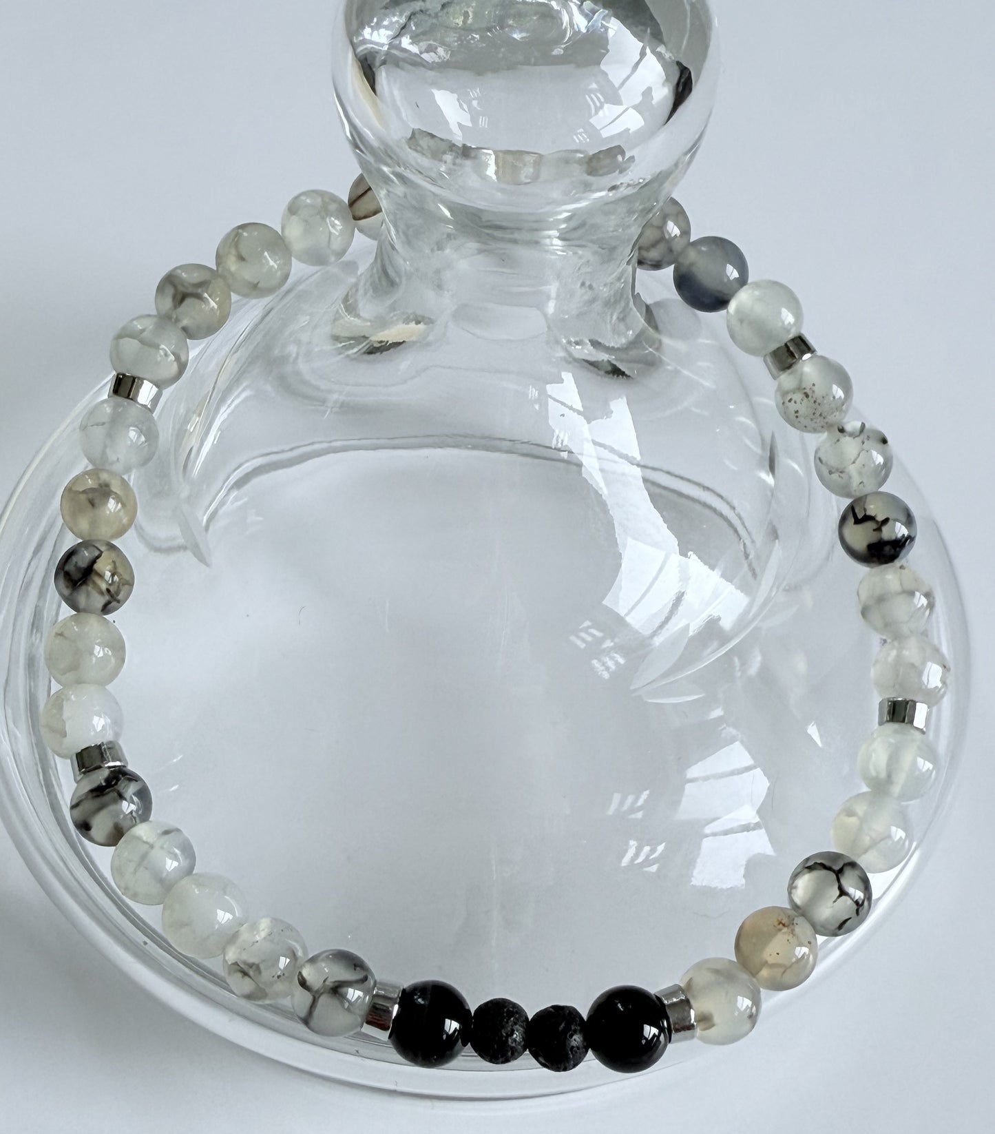 Translucent Aura Quartz Gemstone Beaded Stretch Bracelet