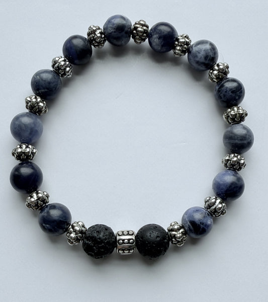 Blue Sodalite Gemstone Beaded Stretch Bracelet