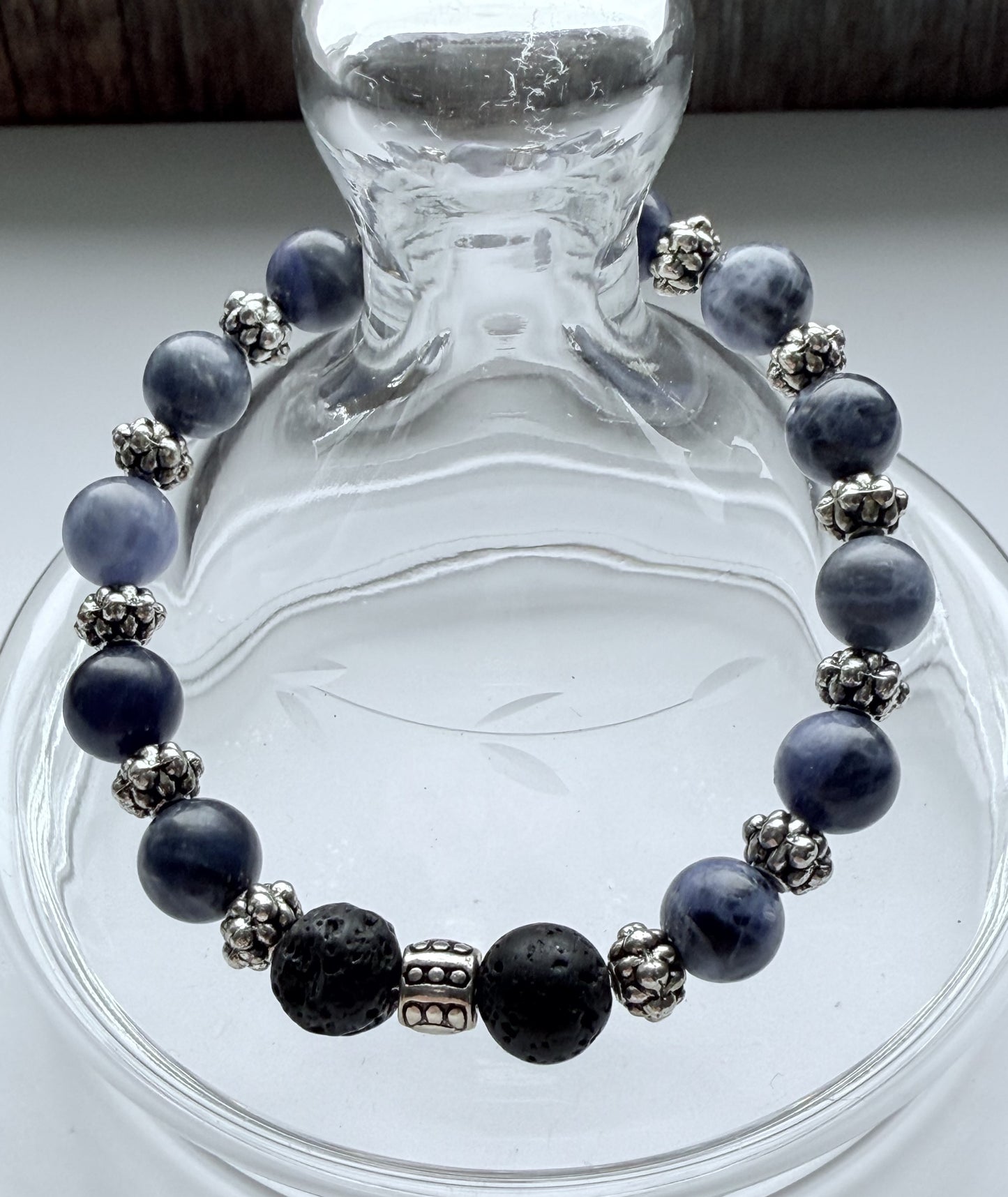 Blue Sodalite Gemstone Beaded Stretch Bracelet