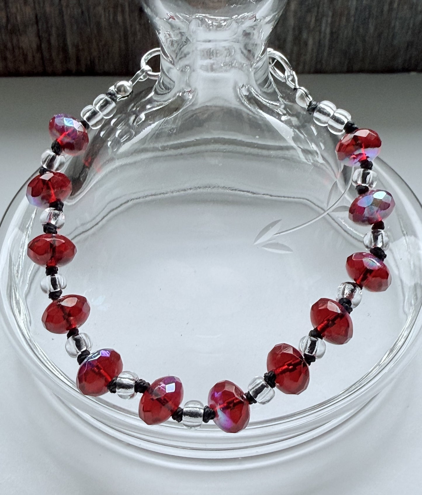 Red Czech Glass Knotted Bracelet