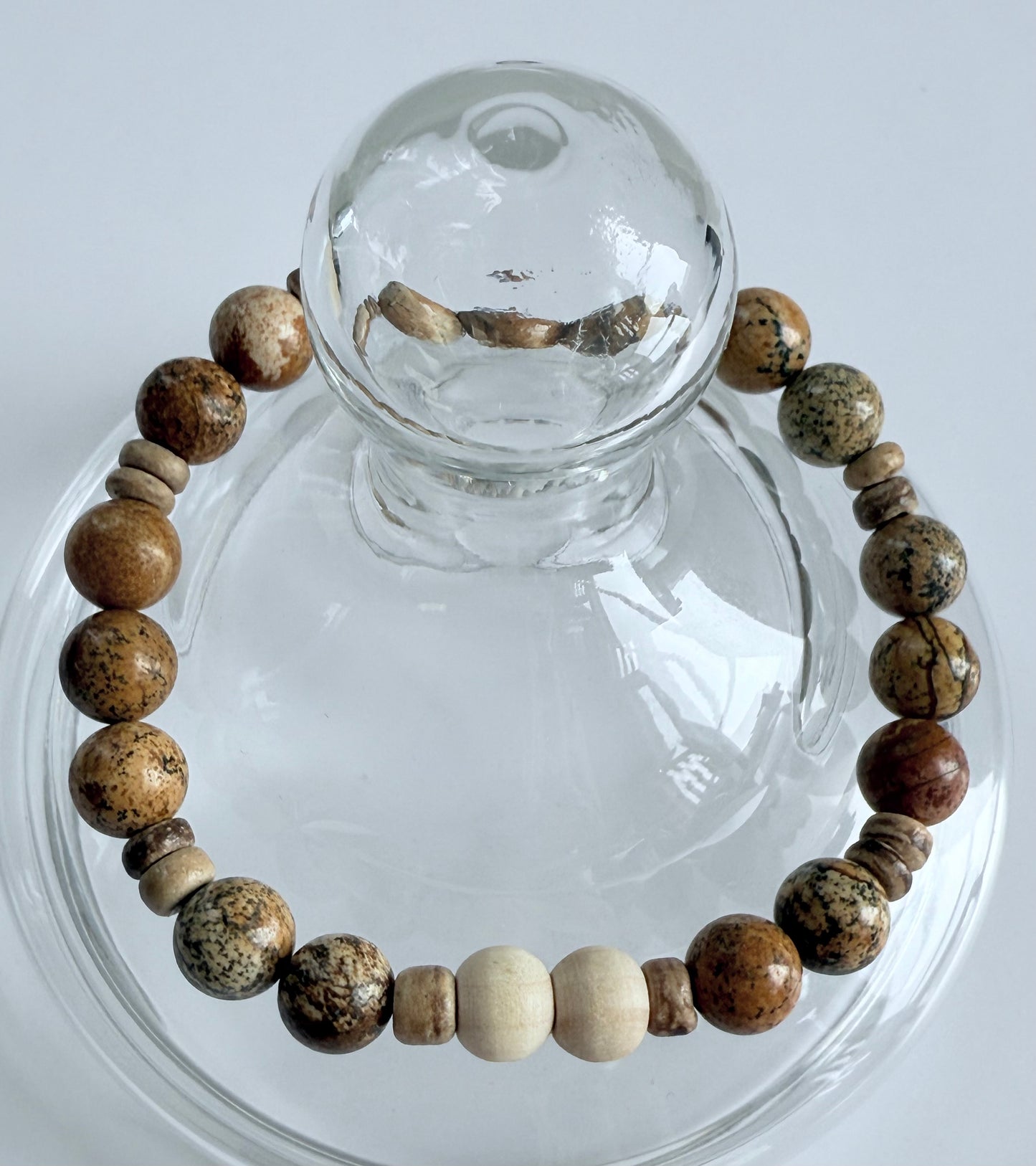 Picture Jasper Gemstone Beaded Stretch Bracelet