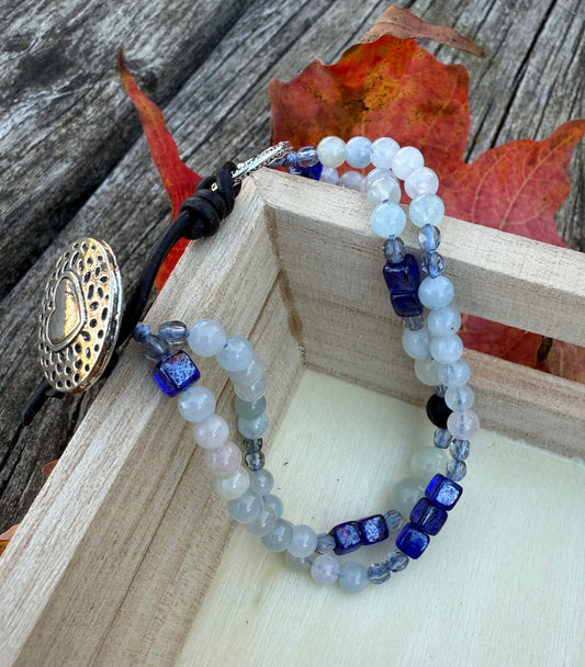 Double-Strand Bracelet with Mixed Amazonite & Czech Glass Beads