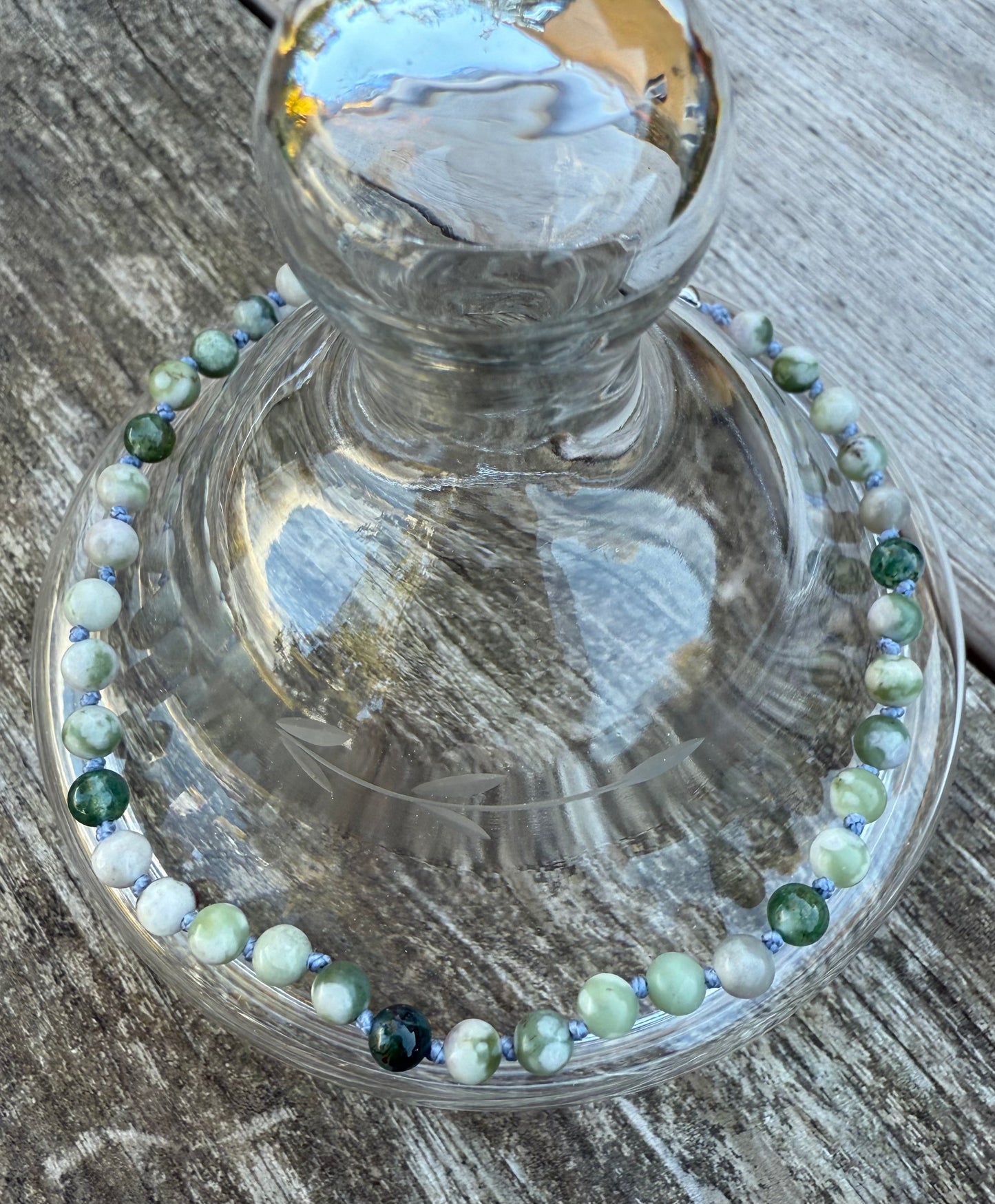 Moss Tree Agate Knotted Bracelet or Anklet