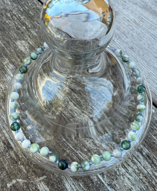 Moss Tree Agate Knotted Bracelet or Anklet