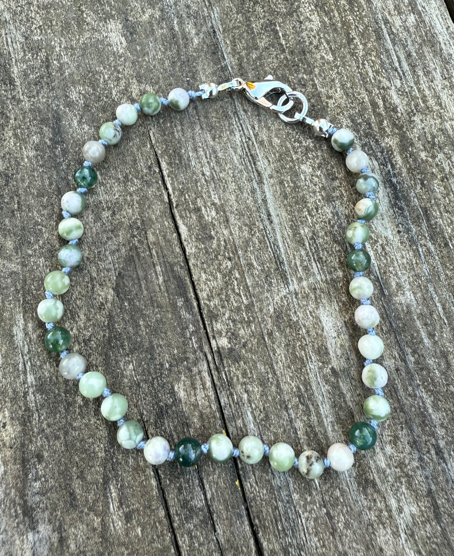 Moss Tree Agate Knotted Bracelet or Anklet