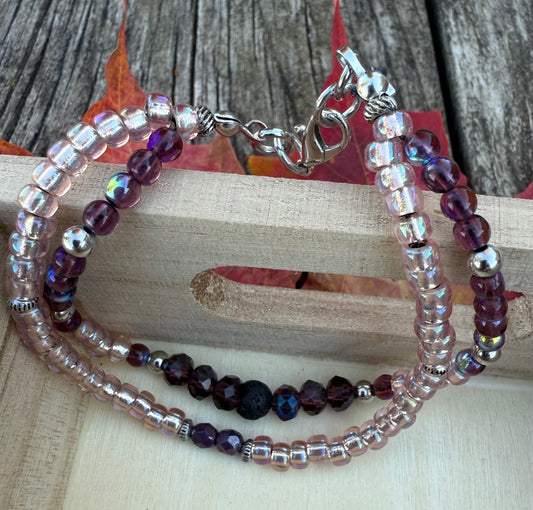 Double-Strand Bracelet with Czech Glass & Seed Beads