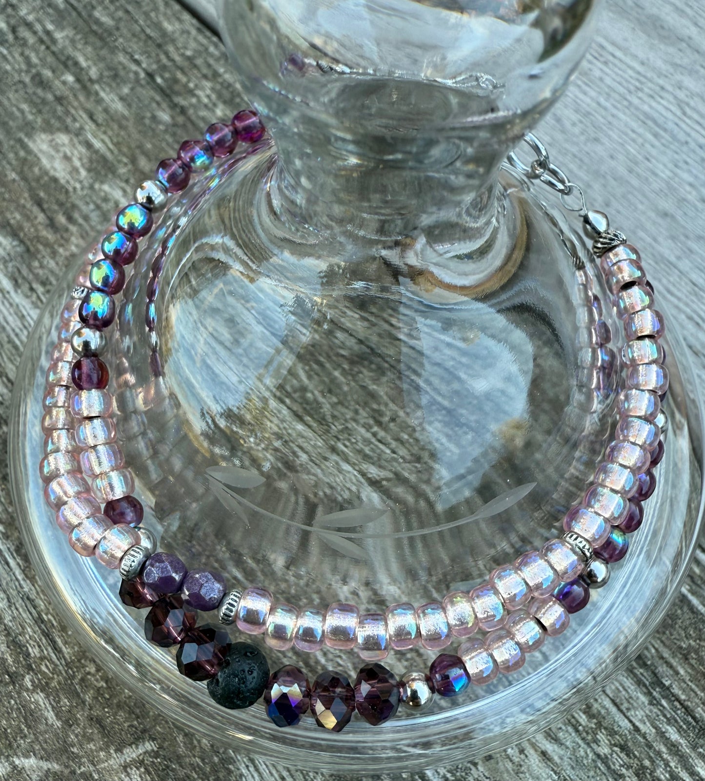 Double-Strand Bracelet with Czech Glass & Seed Beads