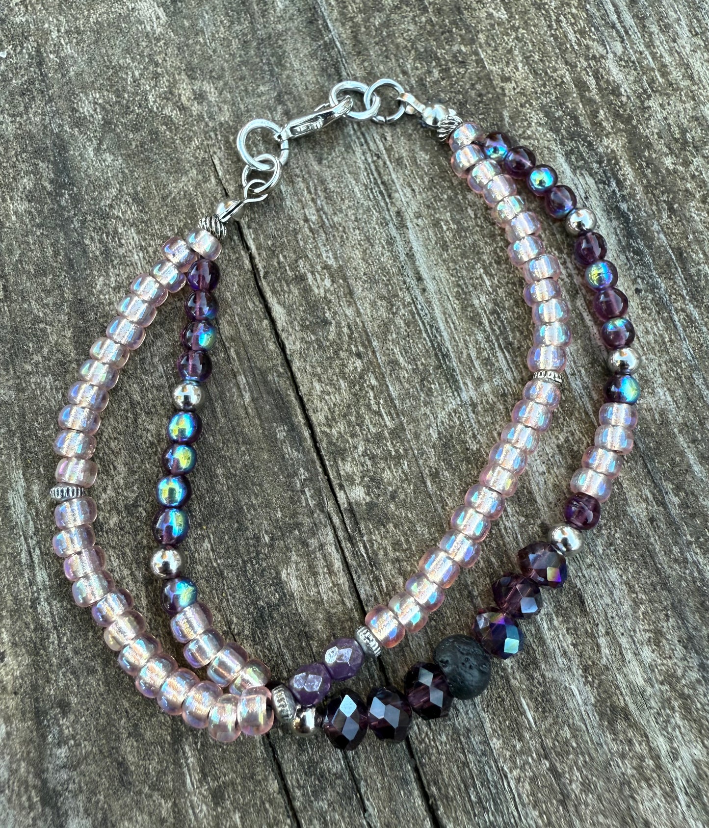 Double-Strand Bracelet with Czech Glass & Seed Beads