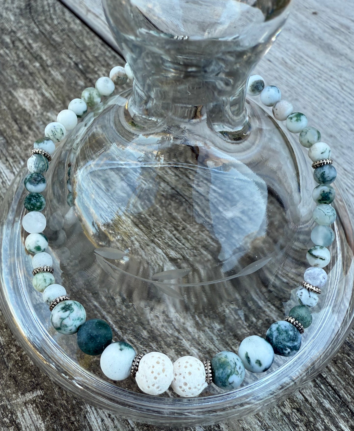 Moss Tree Agate (Matte) Stretch Bracelet