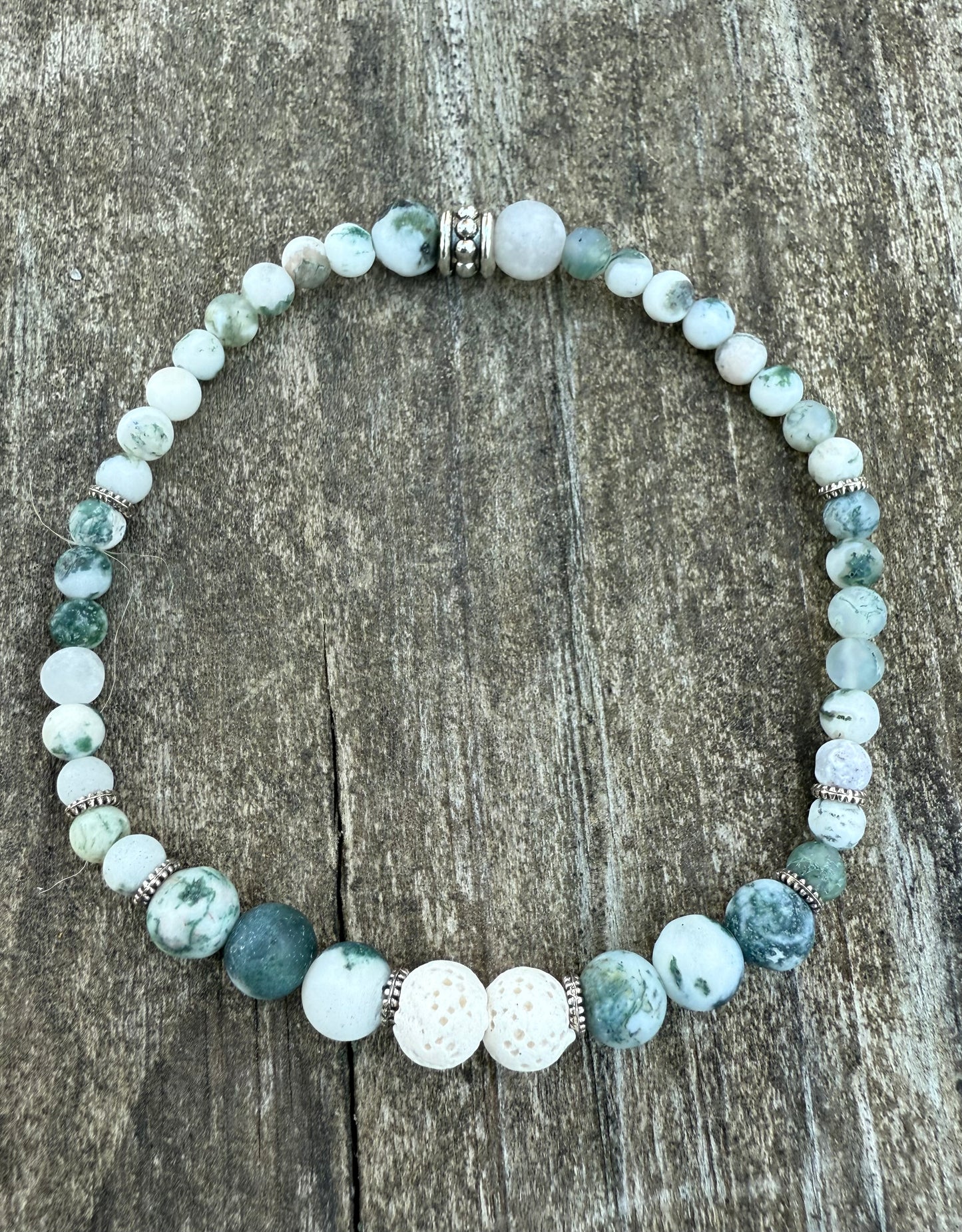 Moss Tree Agate (Matte) Stretch Bracelet