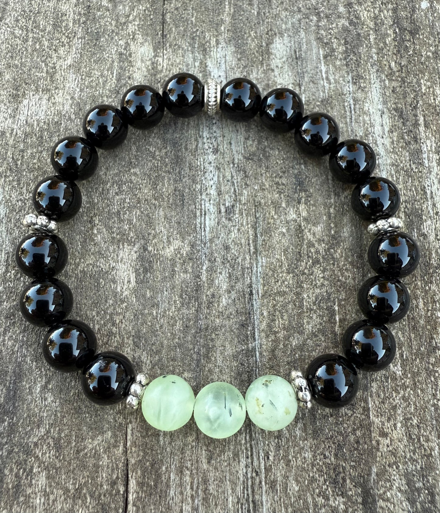 Black Onyx & Green Aventurine Stretch Bracelet