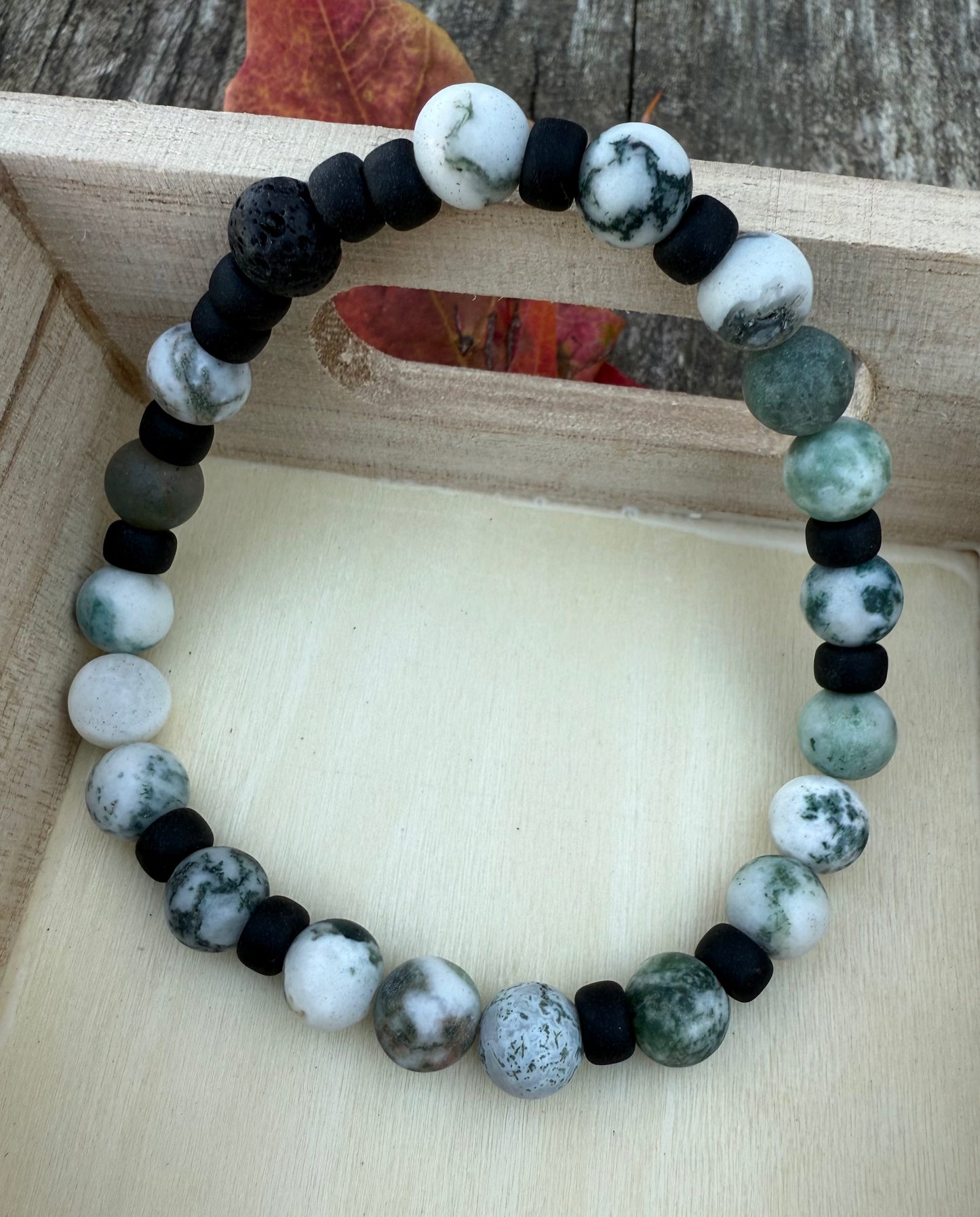 Moss Tree Agate Stretch Bracelet