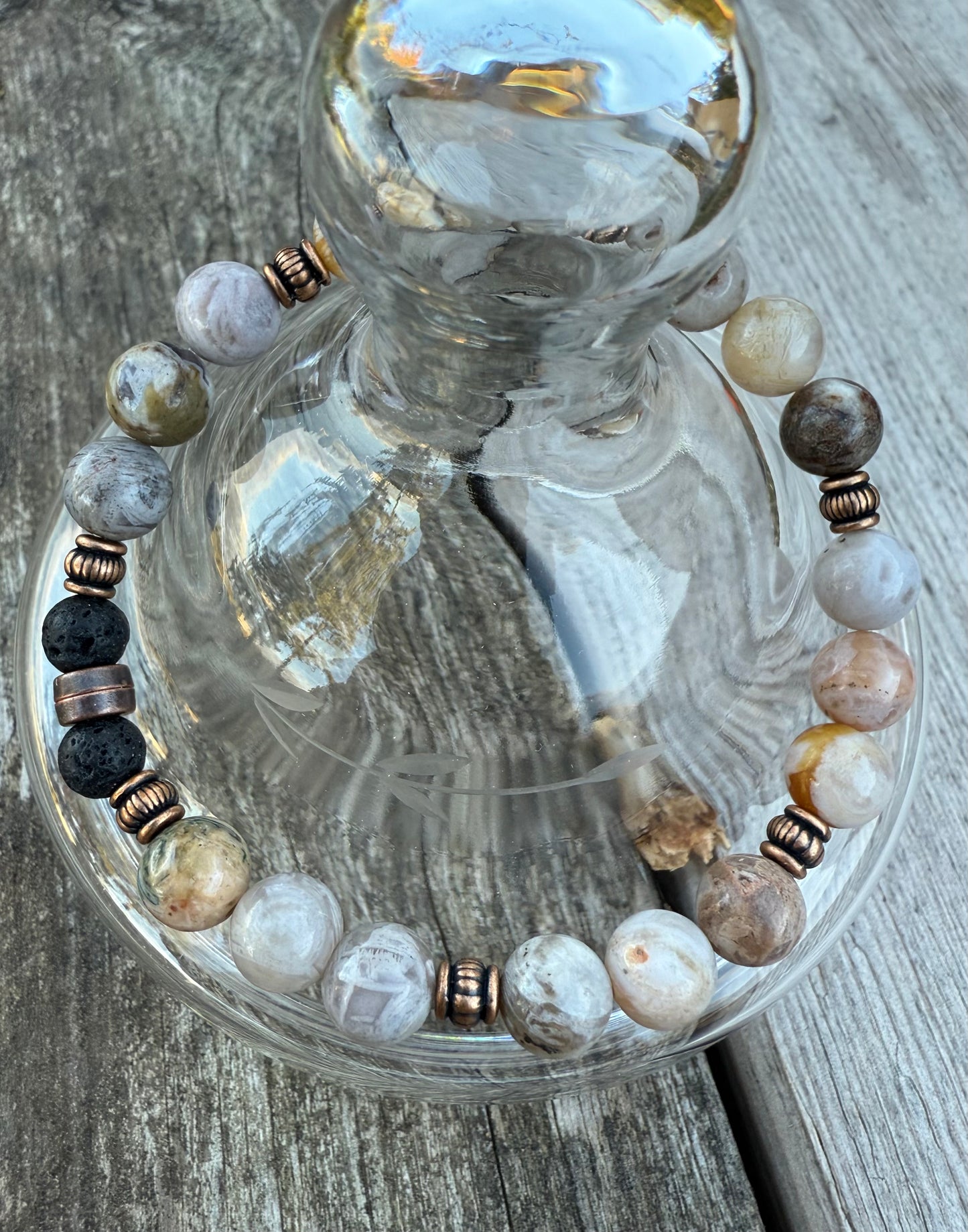 Bamboo Leaf Agate Stretch Bracelet
