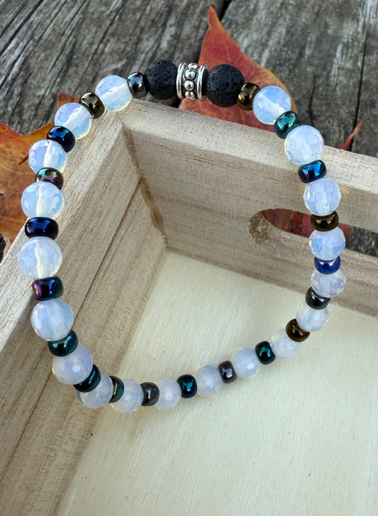 Opalite & Miyuki Seed Beads Stretch Bracelet