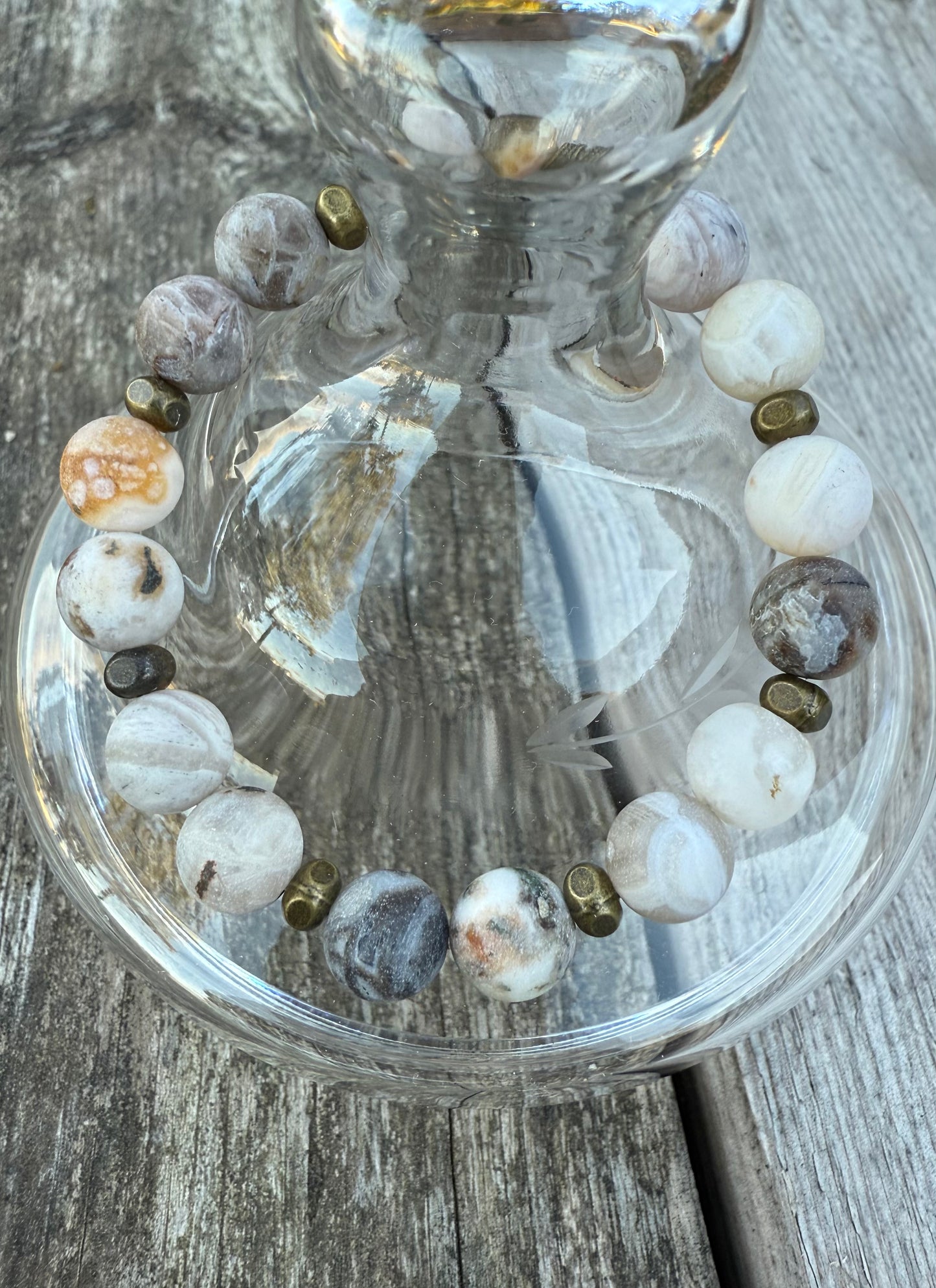 Picasso Jasper with Antique Bronze Accents Stretch Bracelet