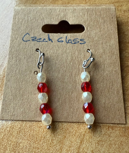 Red & White Miyuki Seed Bead Earrings
