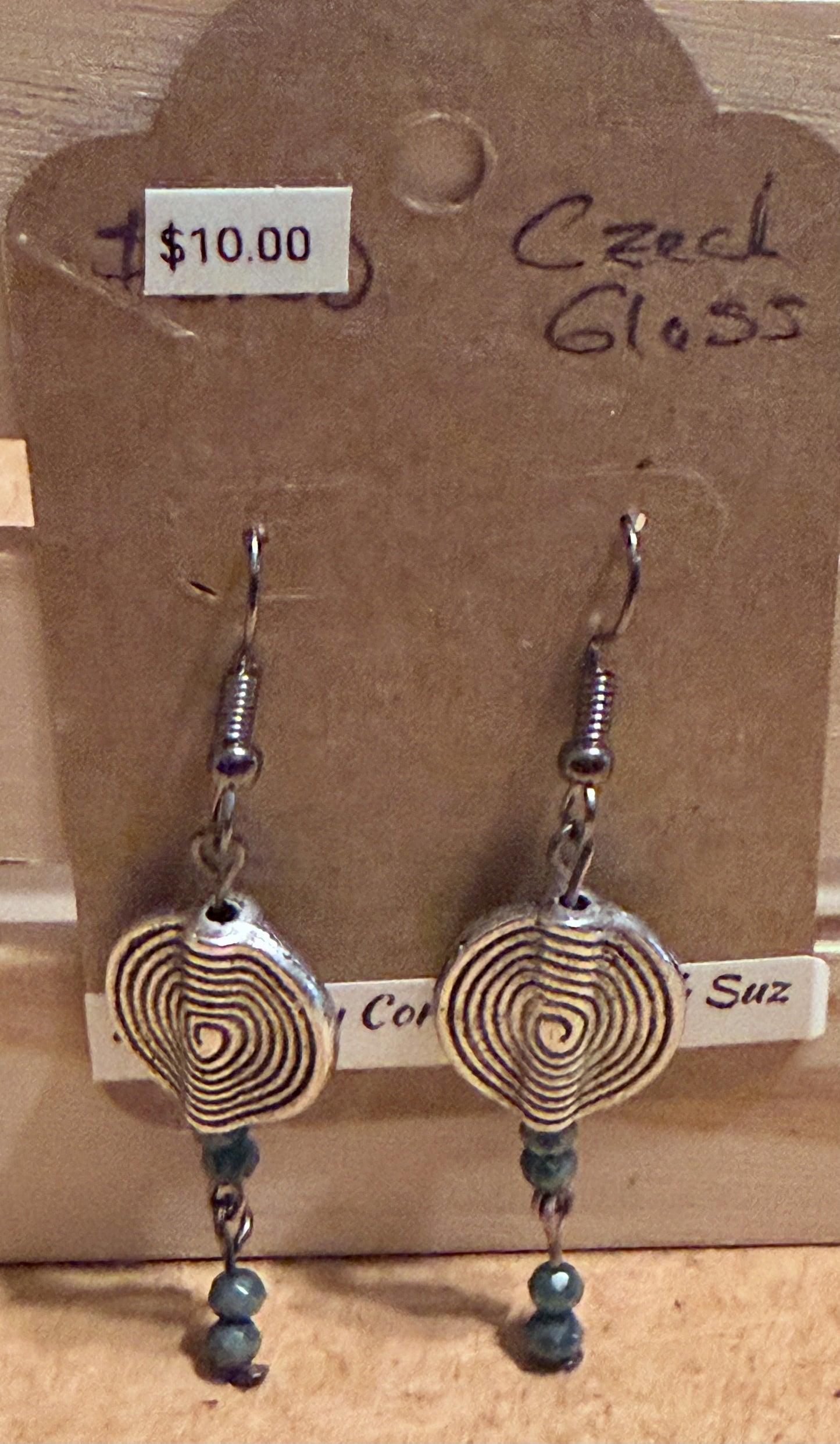 Czech Glass with Silver Focal Beads Earrings