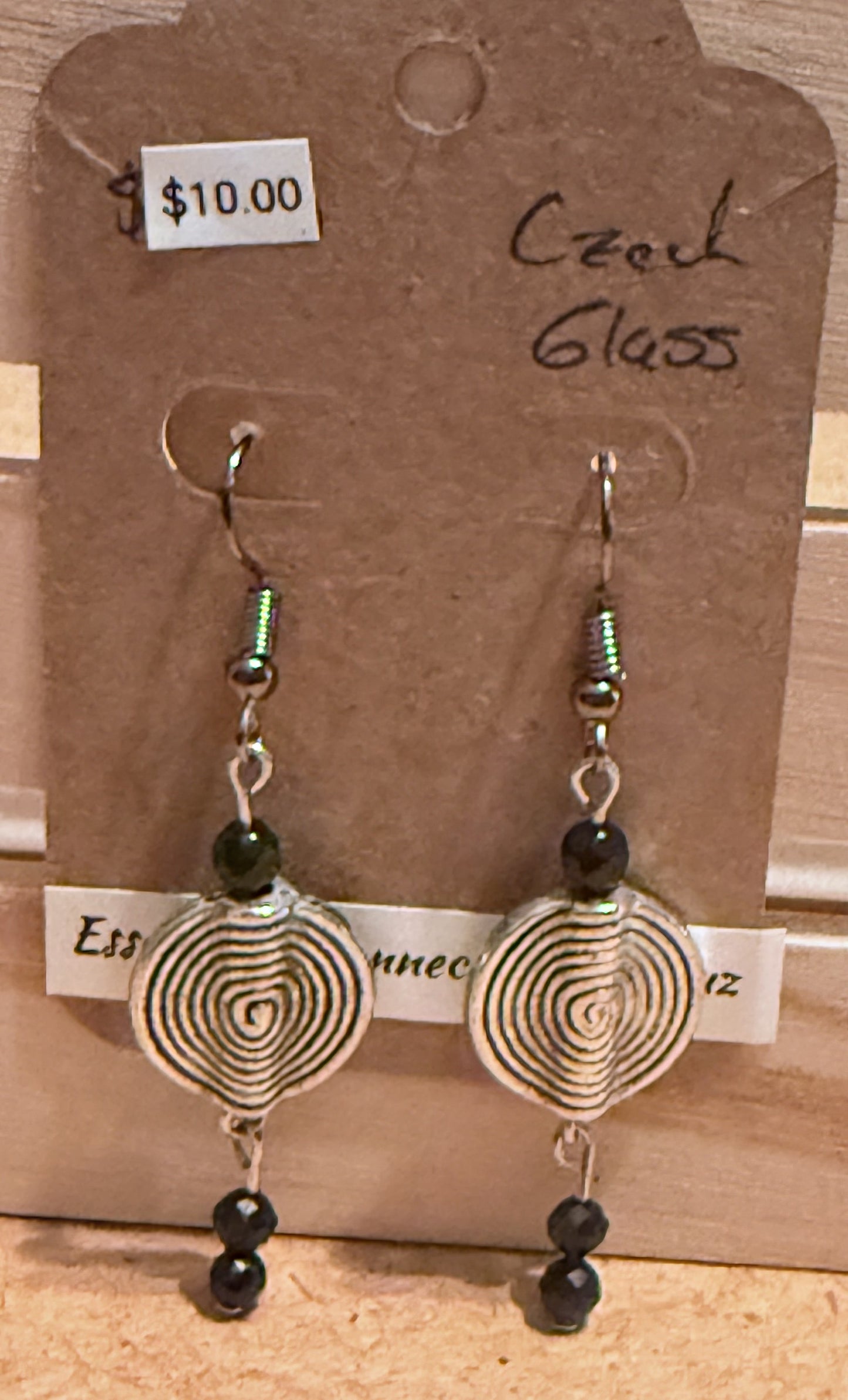 Czech Glass with Silver Focal Beads Earrings