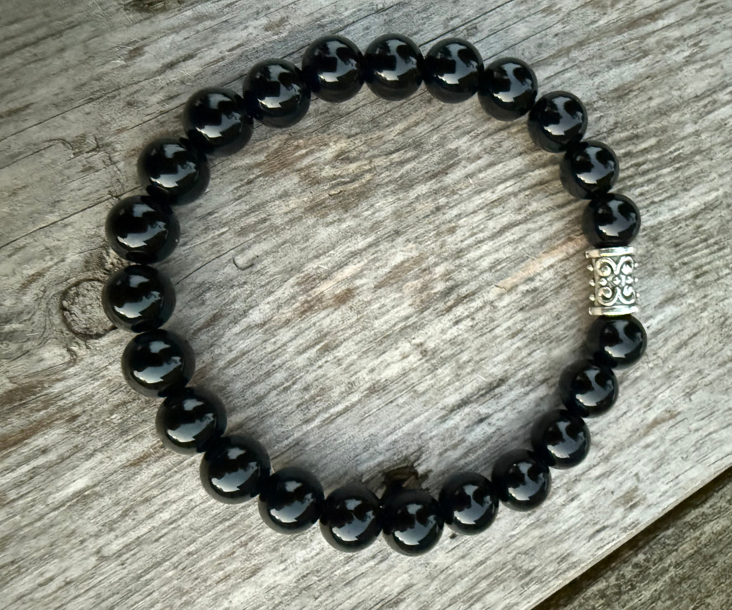 Onyx & Banded Agate Stretch Bracelet