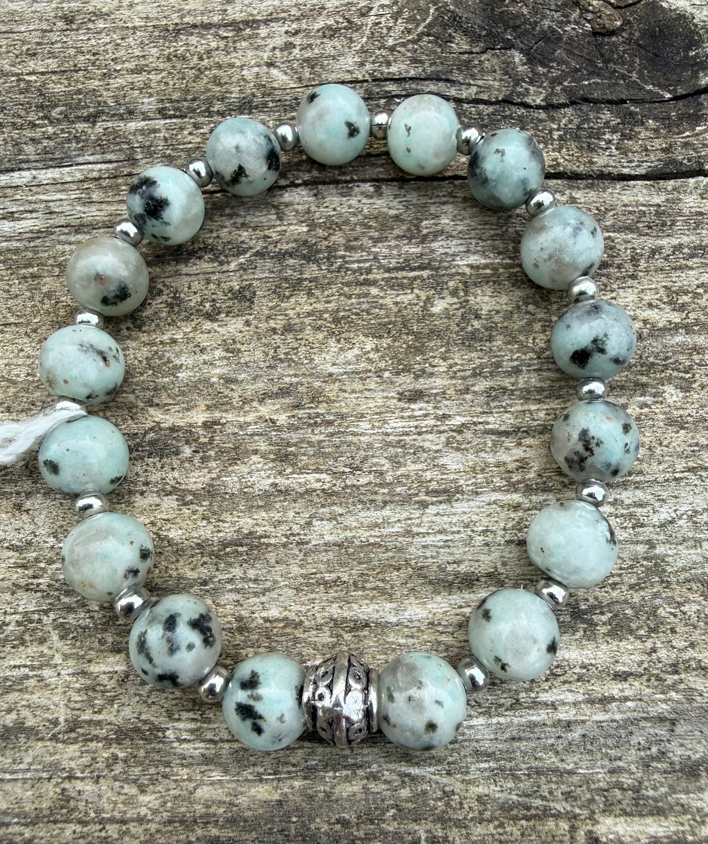 Grey/Green Kiwi Jasper Stretch Bracelet