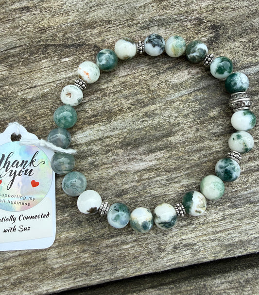 Moss Tree Agate Stretch Bracelet