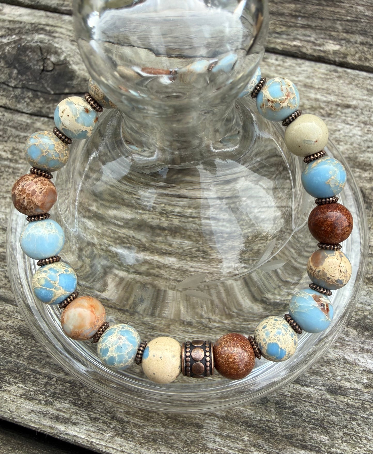 Cornflower Blue Jasper Beads Stretch Bracelet
