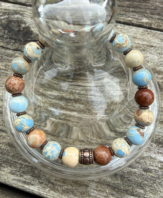 Cornflower Blue Jasper Beads Stretch Bracelet