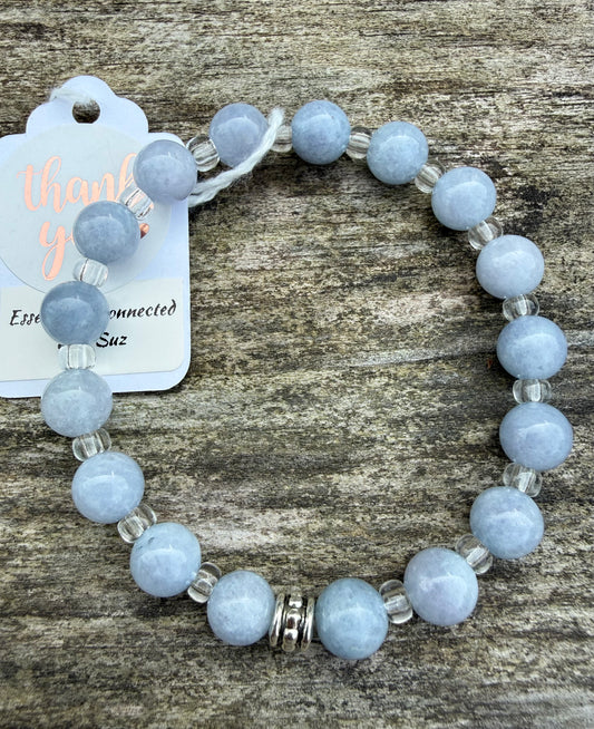 Blue Dyed Aqua Jade Stretch Bracelet