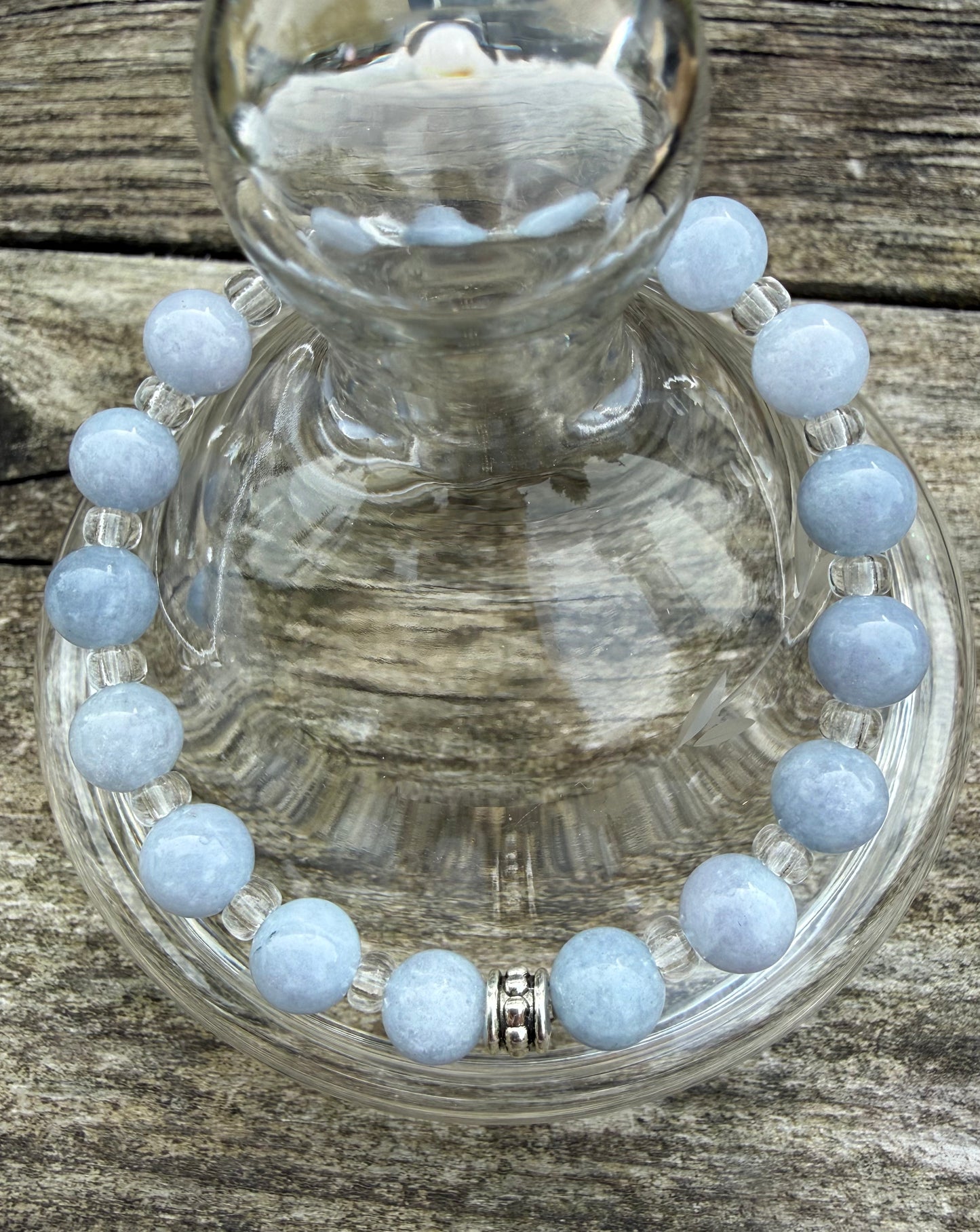Blue Dyed Aqua Jade Stretch Bracelet