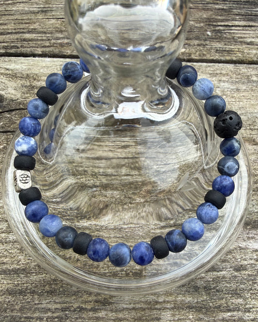 Matte Blue Sodalite Stretch Bracelet