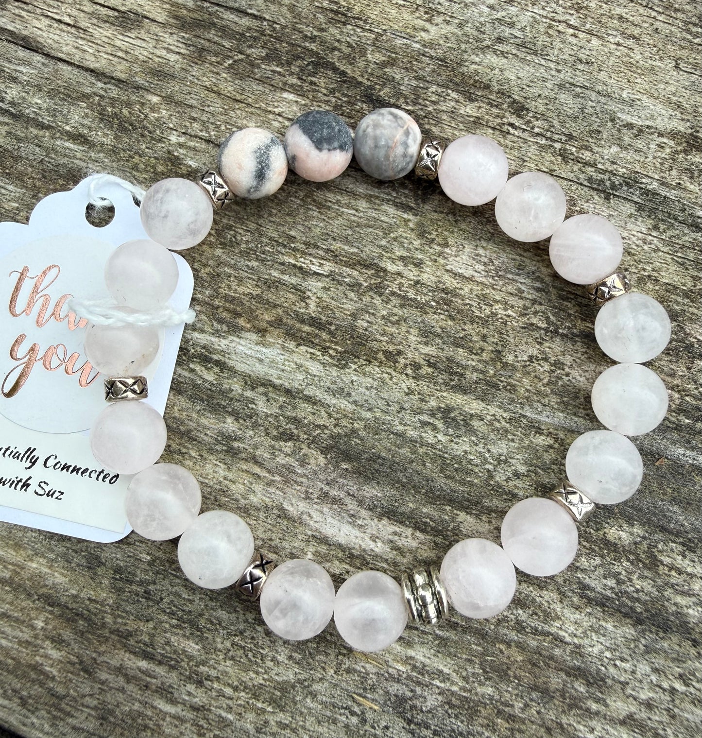 Rose Quartz & Pink Zebra Jasper Stretch Bracelet